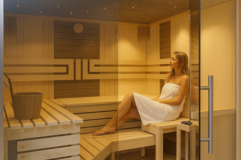 Sauna przed montażem folii PDLC